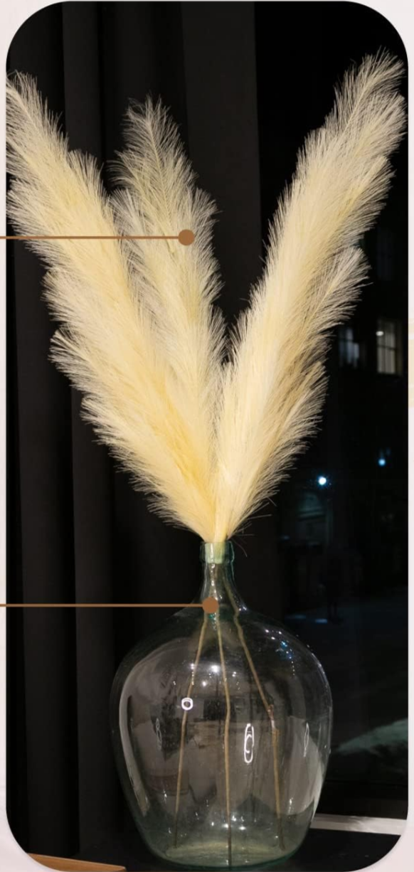 Faux Pampas Grass Decor Tall 46 inch 3 Stem Grass Tall for Floor Vase, Large Pompas Grass Branches Plants I Floor Vase Filler for Home Boho Decorations.