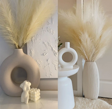 Load image into Gallery viewer, Faux Pampas Grass Decor Tall 46 inch 3 Stem Grass Tall for Floor Vase, Large Pompas Grass Branches Plants I Floor Vase Filler for Home Boho Decorations.