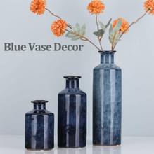 Load image into Gallery viewer, Blue Ceramic Vases Set - 3 Waterproof Blue Vase, Farmhouse Country Blue Vases Home Decor, Living Room Decoration,