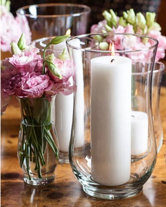 Set of 2 Clear Glass Vases 6x8.