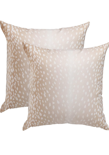 Set of 2 Antelope Pillow Covers, 24x24 Inch Soft Linen Faux Fawn Animal Print Modern Euro Throw Pillow Covers, Square Neutral Accent Pillow Case Sham for Couch Sofa Bedroom Decorative Beige and White