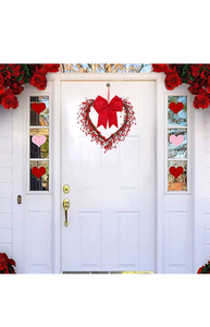 Heart Shaped Wreath for Front Door Valentines Door Wreath