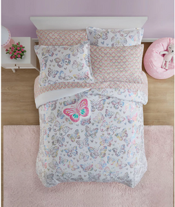 Butterflies and Rainbow Iridescent 6-Pc. Twin Comforter Set