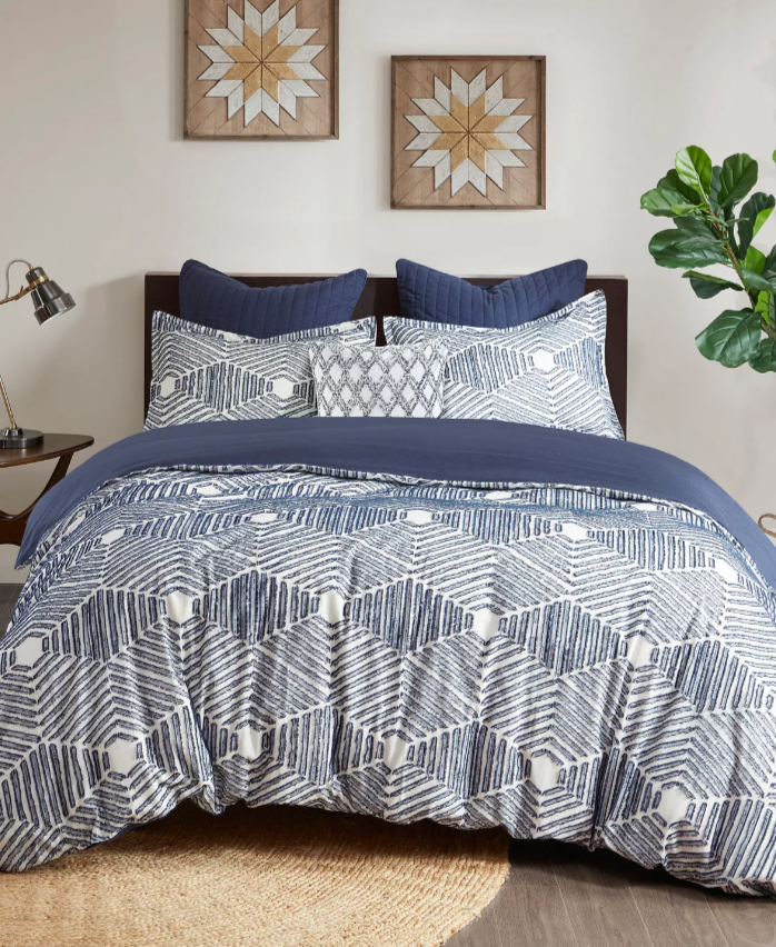 Ellipse Jacquard Cotton 3-Pc. Duvet Cover Set, Full/Queen