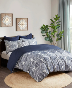 Ellipse Jacquard Cotton 3-Pc. Duvet Cover Set, Full/Queen