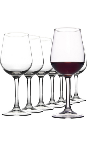 Fully Tempered Wine Glasses, Shock Resistant Wine Glass Set for Red or White Wine, Dishwasher Safe Stem Glasses for Restaurants, Bars, Home (Set of 8, 15.5 oz)