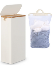 Load image into Gallery viewer, efluky Slim Laundry Hamper with Lid, Narrow Laundry Hamper