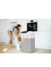 Load image into Gallery viewer, Freestanding Laundry Hamper with Handle, Collapsible Large Cotton Storage Basket for Clothes (Grey Star)