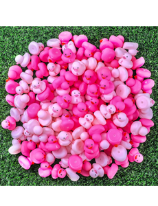 Jenaai 150 Pcs Pink Ribbon Rubber Ducks Breast Cancer Awareness Bathing Toy Bathtub Shower Toys Floating Ducks for Pool, Gifts Decorations October Breast Cancer Events, 75 Rose Pink and 75 Pastel Pink