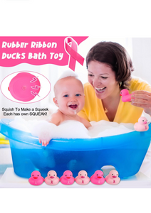 Jenaai 150 Pcs Pink Ribbon Rubber Ducks Breast Cancer Awareness Bathing Toy Bathtub Shower Toys Floating Ducks for Pool, Gifts Decorations October Breast Cancer Events, 75 Rose Pink and 75 Pastel Pink