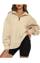 Load image into Gallery viewer, ATHMILE Womens Oversized Half Zip Pullover Long Sleeve Sweatshirt Quarter Zip Hoodie Sweater Teen Girls Fall Y2K Clothes