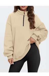 ATHMILE Womens Oversized Half Zip Pullover Long Sleeve Sweatshirt Quarter Zip Hoodie Sweater Teen Girls Fall Y2K Clothes