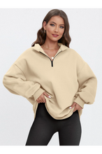 Load image into Gallery viewer, ATHMILE Womens Oversized Half Zip Pullover Long Sleeve Sweatshirt Quarter Zip Hoodie Sweater Teen Girls Fall Y2K Clothes