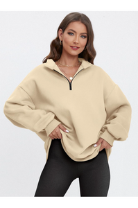 ATHMILE Womens Oversized Half Zip Pullover Long Sleeve Sweatshirt Quarter Zip Hoodie Sweater Teen Girls Fall Y2K Clothes