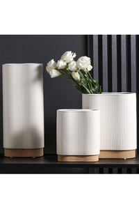Ceramic White Vase for Home Decor, Glaze Finish Boho Vase,Pottery Decorative Flower Vase for Centerpieces, Table, Living Room Decoration, Shelf Decor, Mantel-Height 15"