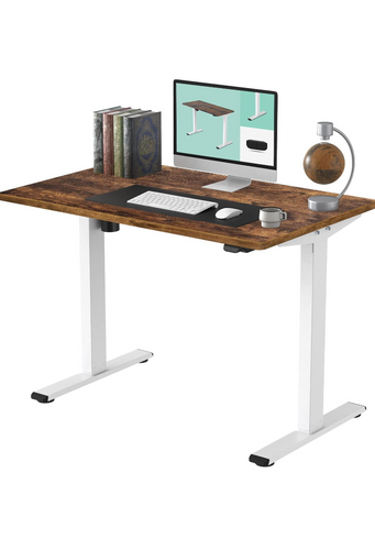 Electric Standing Desk Height Adjustable Desk, 48 x 24 Inches Sit Stand Desk Home Office Workstation Stand up Desk (White Frame + 48 in Rustic Brown Top, 2 Packages) (part)