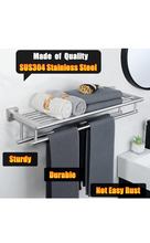 Load image into Gallery viewer, Towel Rack,Towel Holder Towel Shelf with Double Towel Bars for Bathroom Lavatory,SUS 304 Stainless Steel Wall Mount Towel Hanger Storage,24-Inch Brushed Nickel,GZ8000-LS