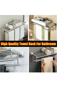 Towel Rack,Towel Holder Towel Shelf with Double Towel Bars for Bathroom Lavatory,SUS 304 Stainless Steel Wall Mount Towel Hanger Storage,24-Inch Brushed Nickel,GZ8000-LS