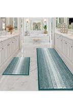 Load image into Gallery viewer, Bathroom Rugs and Mats Sets, 2 Piece Thick Absorbent Chenille Bath Mat Rug Set Non Slip, Soft Shaggy Bath Room Floor Mats for Bathroom, Machine Washable (22&quot; x 60&quot; Plus 20&quot; x 3O&quot;, Green)