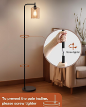 Load image into Gallery viewer, Oneach 66.5 &#39;&#39; Black Floor Lamps for Living Room with Glass Lampshade Tall Floor Lamp with LED Bulb Industrial Standing Lamp for Bedroom