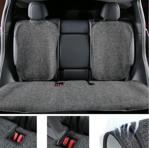 Car Seat Cushion Covers Full Set Front Rear for Tesla Model 3 2017-2024 2025 Highland Four Seasons Universal Linen Protector Pad Mat Interior Decoration Accessories.