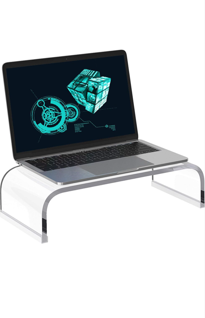Acrylic Computer PC Laptop Monitor Stands Riser Clear 15” Desk Space Saving Stand Organizer Anti Cat Keyboard Protector Compatible with HP Acer LG Apple 13inch 14inch Laptops TVs & other Electronics