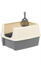 Load image into Gallery viewer, Large Cat Litter Box with High Sides, Open Top, Scoop not included, 19 x 15 x 11.75 inches, Grey/Beige