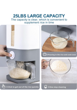 Load image into Gallery viewer, 25 Lbs Gray Rice Dispenser, Rice Container with Lid, Rice Storage Container with Measuring Cup.