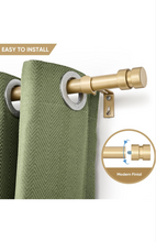 Load image into Gallery viewer, Brio Gold Curtain Rods for Windows 66 To 120 Inch Heavy Duty Modern End Cap 1 Inch Curtain Rods Adjustable Decorative Drapery Rod for Home,Office,Apartment,Farmhouse
