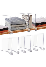 Load image into Gallery viewer, Acrylic Shelf Dividers for Closet Organization, Closet Shelf Organizer Closet Separator for Wood Shelves Clear Shelf Dividers for Closets (6 Pack)