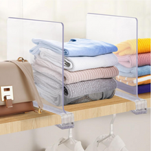 Load image into Gallery viewer, Acrylic Shelf Dividers for Closet Organization, Closet Shelf Organizer Closet Separator for Wood Shelves Clear Shelf Dividers for Closets (6 Pack)