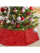 Load image into Gallery viewer, Christmas Sequin Tree Collar Red: 31.5 Inch Large Glitter Velvet Christmas Tree Ring - Hearth and Home Christmas Eve Tree Decor