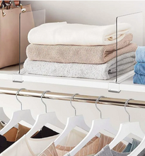 Load image into Gallery viewer, Acrylic Shelf Dividers for Closet Organization, Closet Shelf Organizer Closet Separator for Wood Shelves Clear Shelf Dividers for Closets (6 Pack)