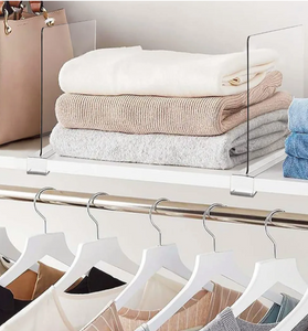 Acrylic Shelf Dividers for Closet Organization, Closet Shelf Organizer Closet Separator for Wood Shelves Clear Shelf Dividers for Closets (6 Pack)