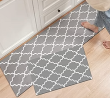 Load image into Gallery viewer, Anti Fatigue Kitchen Mats for Floor 2 PCS, Memory Foam Cushioned Rugs, Comfort Standing Desk Mats for Office, Home, Laundry Room, Waterproof &amp; Ergonomic, 17.3×30.3 &amp; 17.3×47, Grey Lantern