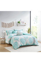 Load image into Gallery viewer, Intelligent Design Senna Comforter Set Twin/Twin XL Size - Aqua Blue/Gray, Damask – 4 Piece Bed Sets – All Season Ultra Soft Microfiber Teen Bedding - Great For Dorm Room and Girls Bedroom.