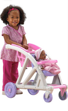 Load image into Gallery viewer, American Plastic Toys Shop with Me Stroller for Toddlers &amp; Kids Ages 2 and Up | 2-in-1 Stroller and Shopping Cart | Made in USA from Safe Plastics | Learn Imaginative Roleplay and Motor Skills