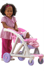 American Plastic Toys Shop with Me Stroller for Toddlers & Kids Ages 2 and Up | 2-in-1 Stroller and Shopping Cart | Made in USA from Safe Plastics | Learn Imaginative Roleplay and Motor Skills