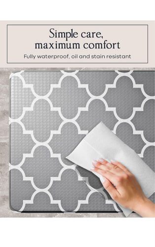 Anti Fatigue Kitchen Mats for Floor 2 PCS, Memory Foam Cushioned Rugs, Comfort Standing Desk Mats for Office, Home, Laundry Room, Waterproof & Ergonomic, 17.3×30.3 & 17.3×47, Grey Lantern