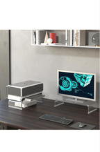 Load image into Gallery viewer, Acrylic Computer PC Laptop Monitor Stands Riser Clear 15” Desk Space Saving Stand Organizer Anti Cat Keyboard Protector Compatible with HP Acer LG Apple 13inch 14inch Laptops TVs &amp; other Electronics