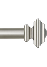 Load image into Gallery viewer, Antique Silver Curtain Rods for Windows 72 to 144 Inches(6-12ft), 1 Inch Long Curtain Rod 32 to 144 Inches, Heavy Duty Decorative Single Drapery Rods, Square End
