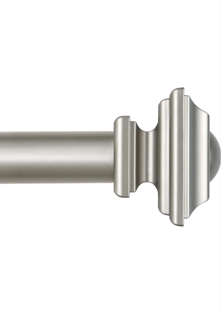 Antique Silver Curtain Rods for Windows 72 to 144 Inches(6-12ft), 1 Inch Long Curtain Rod 32 to 144 Inches, Heavy Duty Decorative Single Drapery Rods, Square End