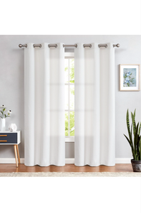 White Curtains Linen Textured Curtains 84 Inch Length 2 Panels for Living Room Christmas Curtains Light Filtering Sheer Drapes Grommet Top Window Treatments, W38 x L84, White