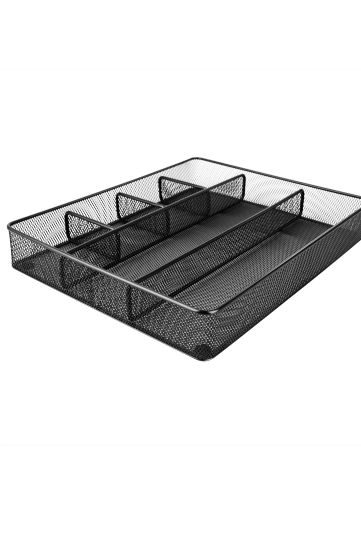 Desk drawer organizer for office and home, metal mesh 6 compartment.