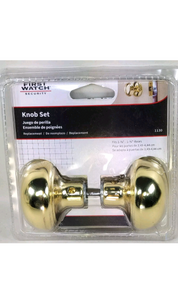 FIRST WATCH Knob Set 1130 Polished Brass Classic Round Door Knob 1-3/8 - 1-3/4"