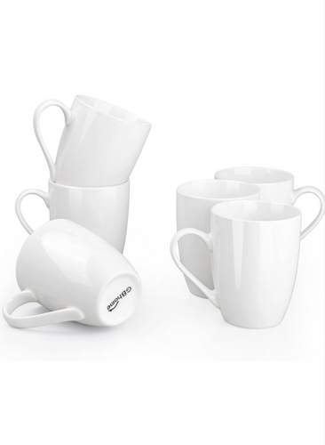 White Coffee Mugs, Set of 6 12oz, Coffee Mug Set, Christmas Coffee Mugs, Hot Chocolate Mugs, Ceramic Mugs, Large Mugs for Coffee, Set of Mugs, Hot Cocoa Mugs, Mug Sets, Coffee Mug Ceramic Set