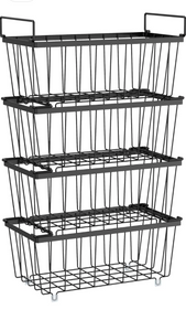 Freezer Organizer Bins - 4 Pack Small Stackable Deep Freezer Organizer Bins for 7 Cu.Ft Freezers Easy Get Bottom Foods without Digging, Chest Freezer Organizer Prevent Frozen Food Waste, Black