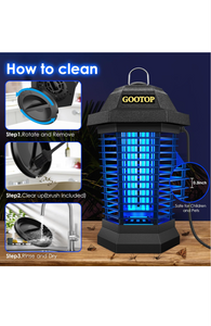 GOOTOP Bug Zapper Outdoor, Mosquito Zapper, Electric Fly Zapper, Mosquito Killer, Fly Traps, 3 Prong Plug, Flying Insects Zapper Indoor Outdoor 90-130V, 4200V, ABS Plastic Outer (Black)