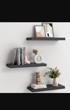 Load image into Gallery viewer, AMADA HOME FURNISHING Floating Shelves Black, Wall Shelves with Invisible Brackets for Bedroom, Bathroom, Living Room, Kitchen, Set of 3 -