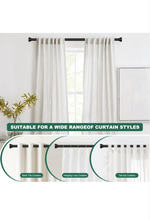 Load image into Gallery viewer, HEI! DEAR Black Curtain Rods 72 to 144 Inch(6-12FT),1 Inch Long Curtain Rod,Adjustable Heavy Duty Curtain Rods,Modern Decorative Drapery Rods,Telescoping Window Single Curtain Rod 36-150&quot;,Matte Black